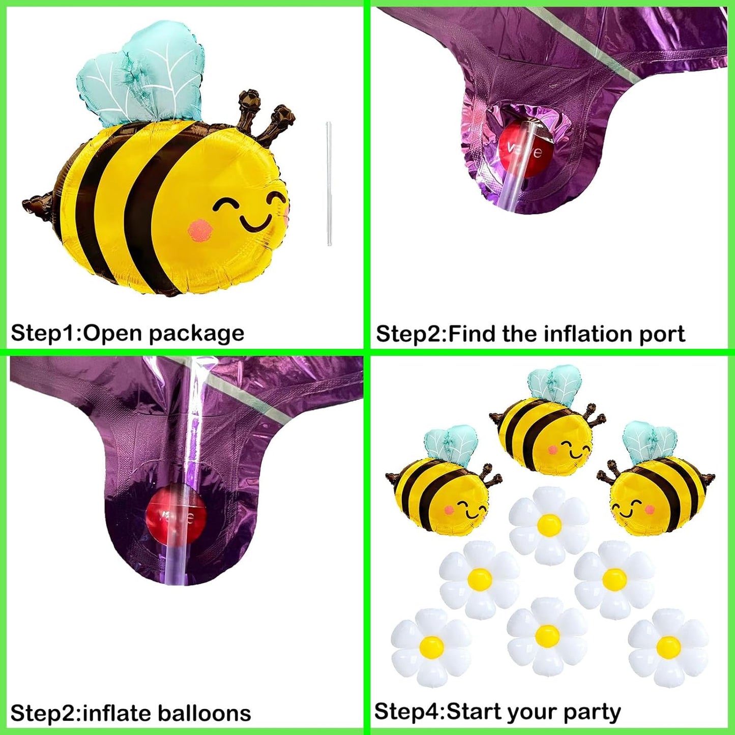 Set de 9 Globos de Abejitas y Margaritas🐝🌼