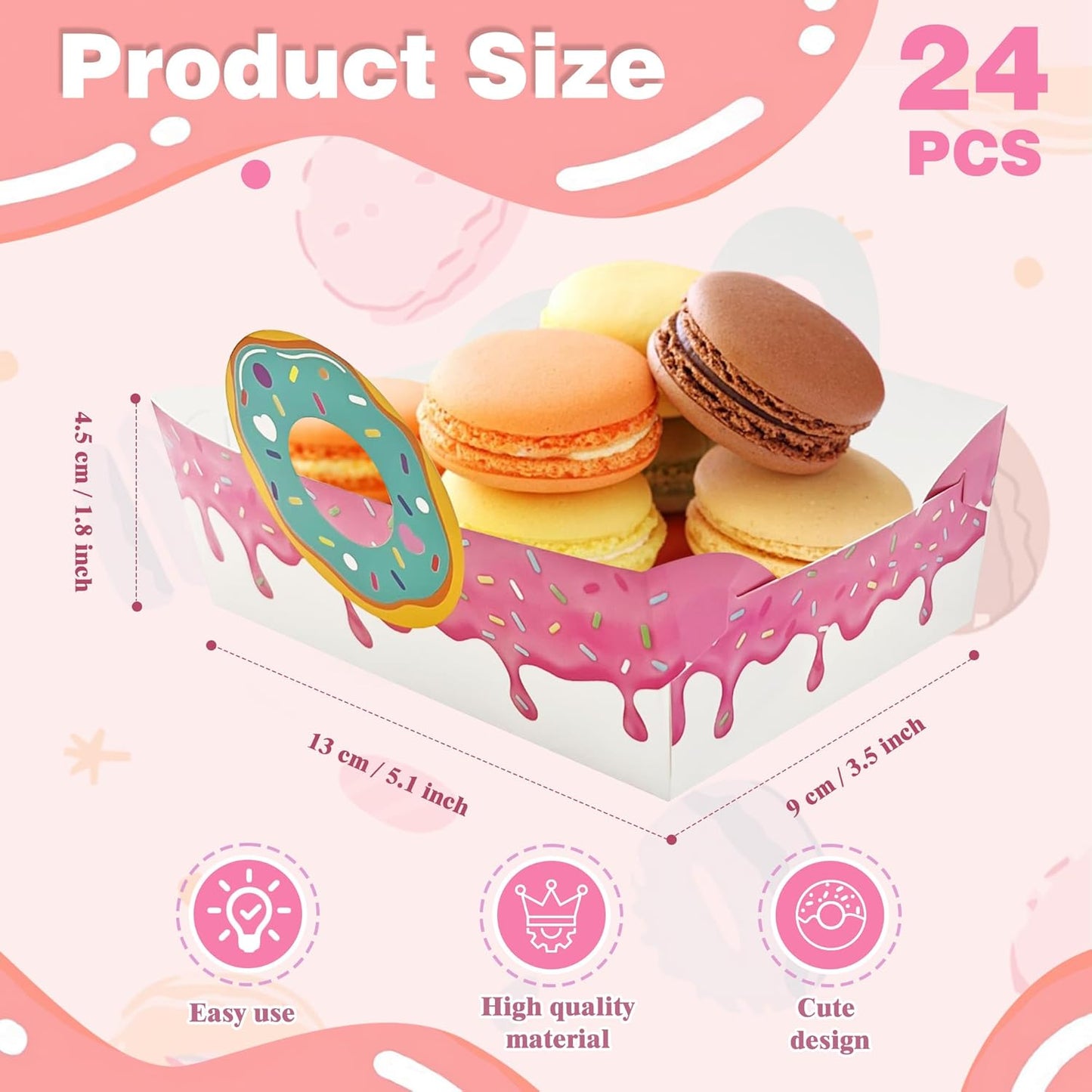 🍩 Set de 24 Bandejas de Papel "Donut Party"