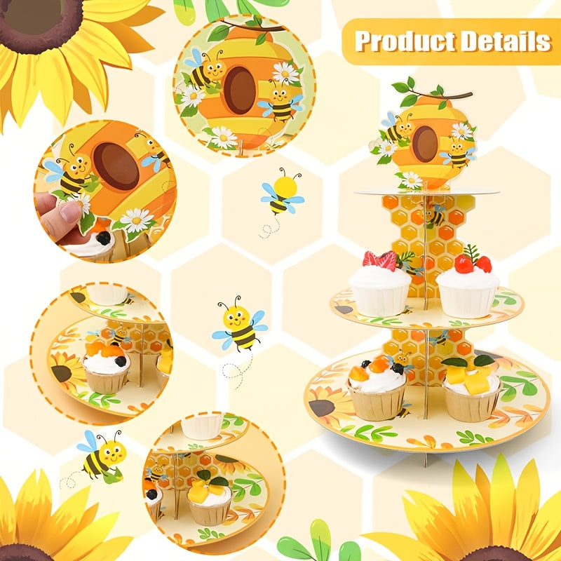 🐝 Torre Exhibidor “Bee Sweet” – Soporte de Cupcakes de 3 Niveles