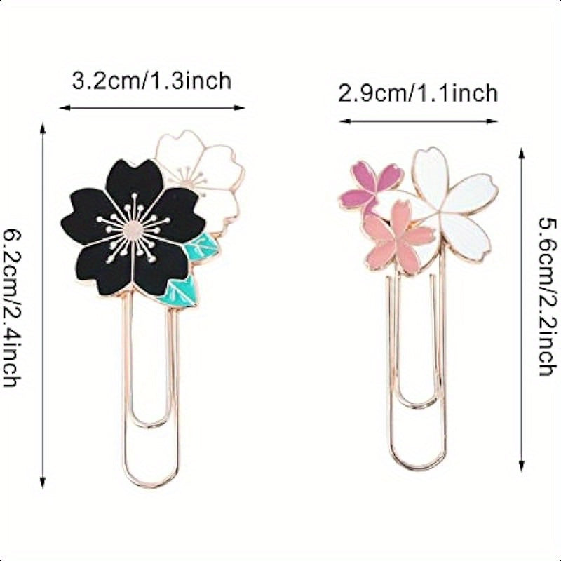 Marcalibros o clips metálico Sakura 🌸 (4Pcs)