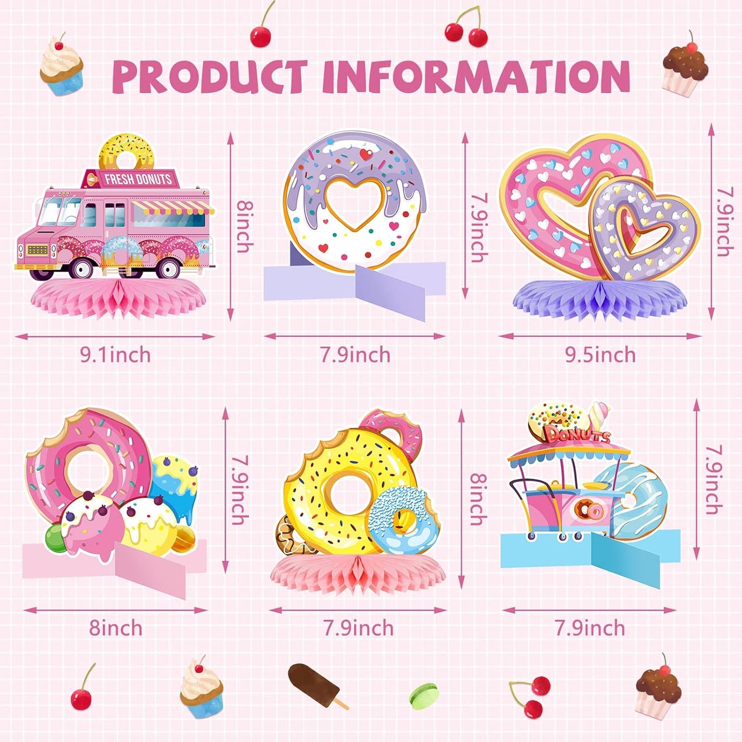 Centros de Mesa 🍩 “Donut Joy” – Set de 11 Piezas