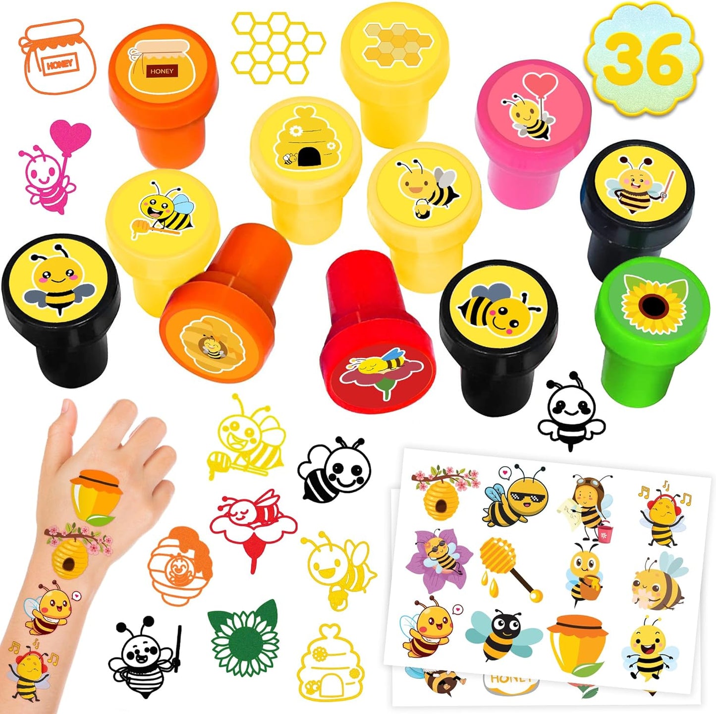 🐝 Recuerdos “Bee Party Fun” – Set de 36 Piezas