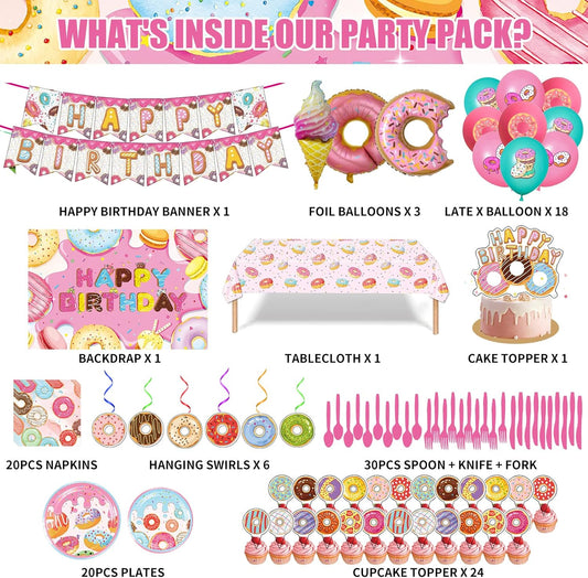 🍩🎈 Kit “Donut Sweets Party” – Set Decoración y Vajilla para Cumpleaños