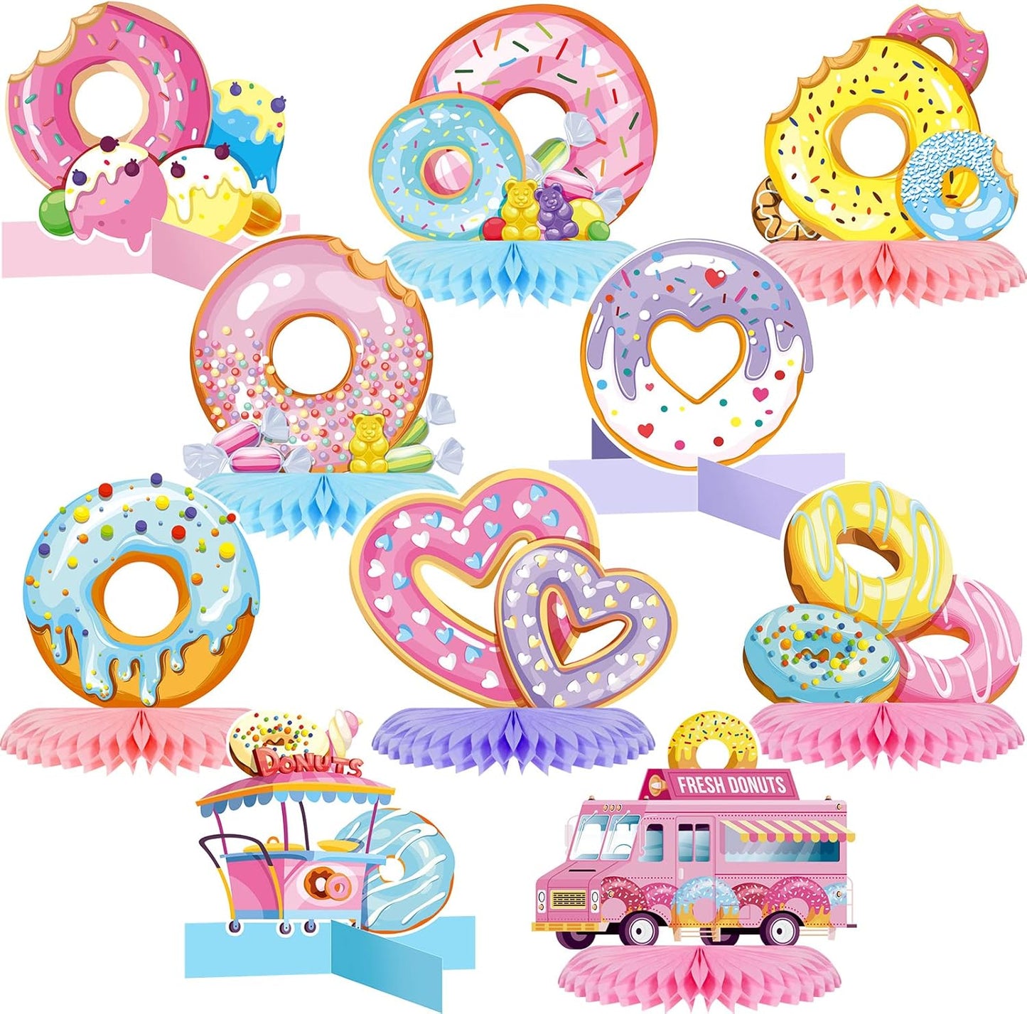 Centros de Mesa 🍩 “Donut Joy” – Set de 11 Piezas