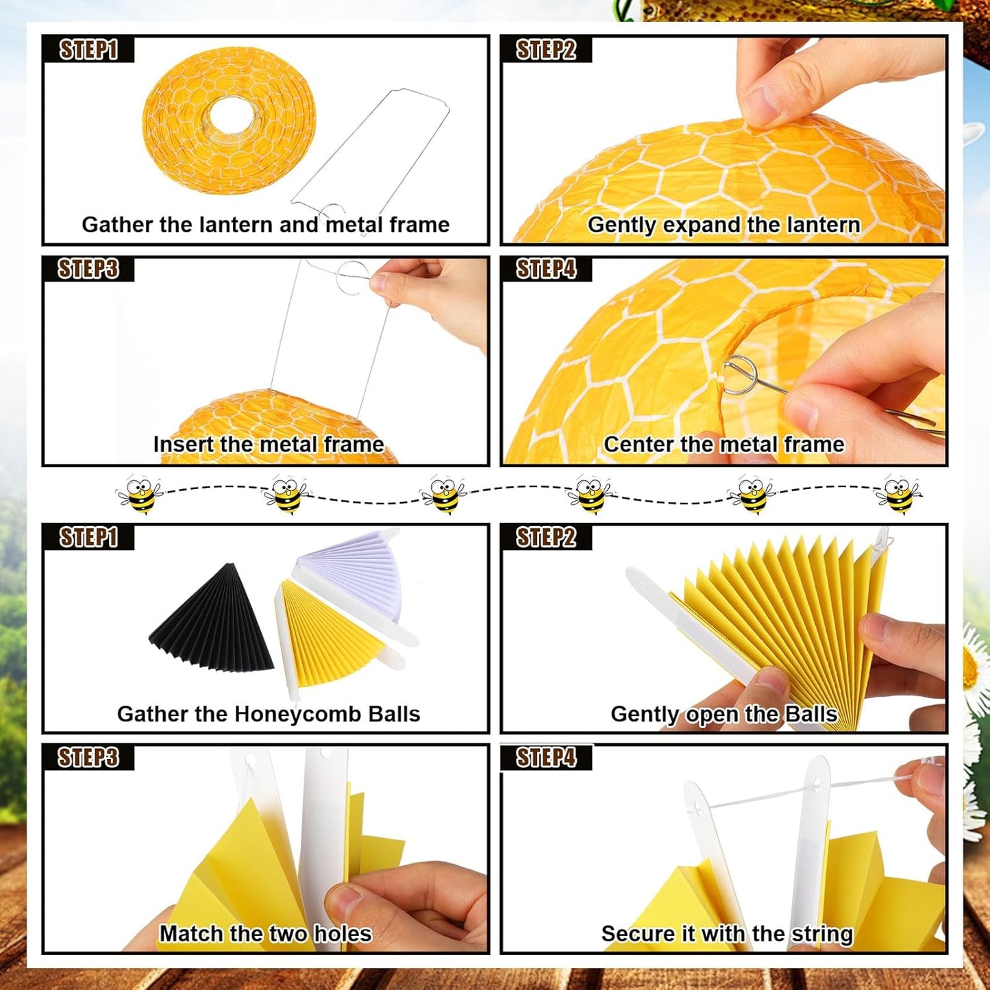 Kit “Bee Party Glow” – Set de 18 Decoraciones Colgantes