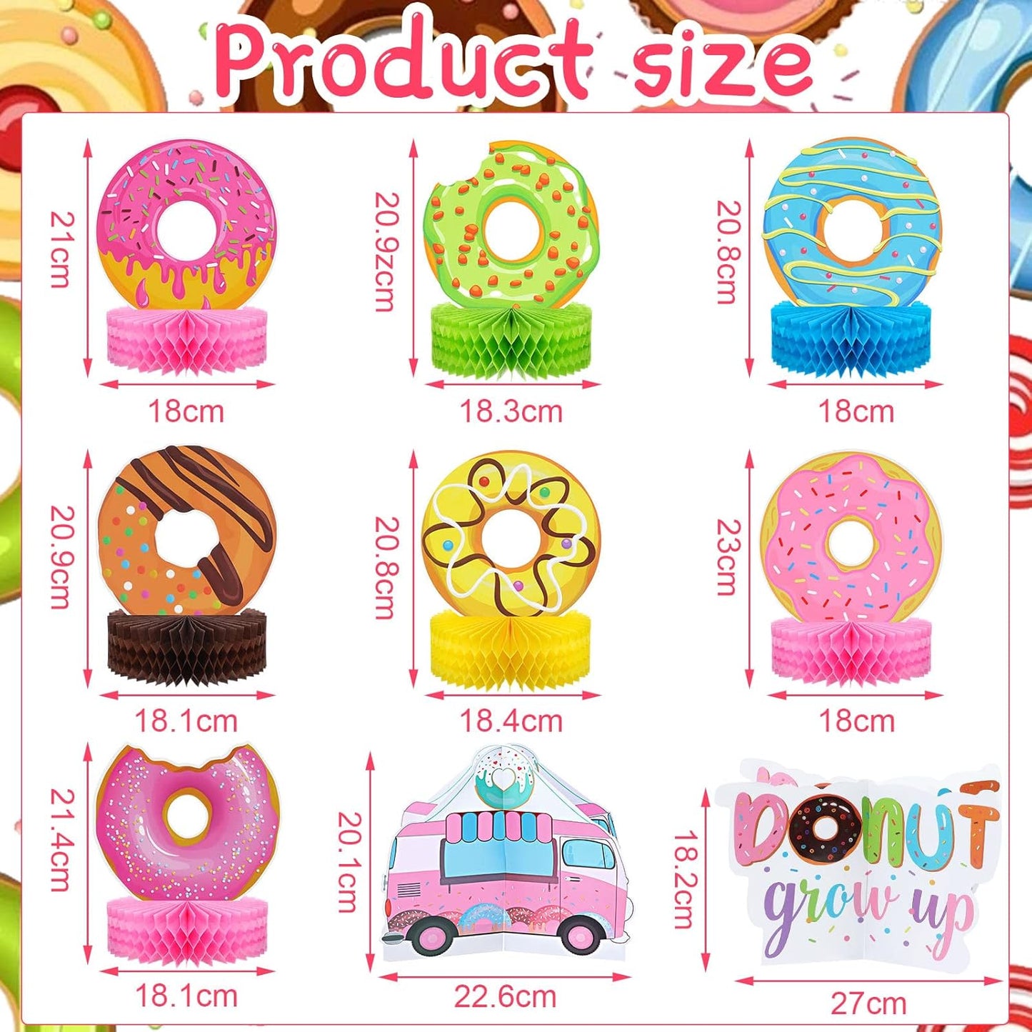 Centros de Mesa 🍩 “Donut Joy” – Set de 9