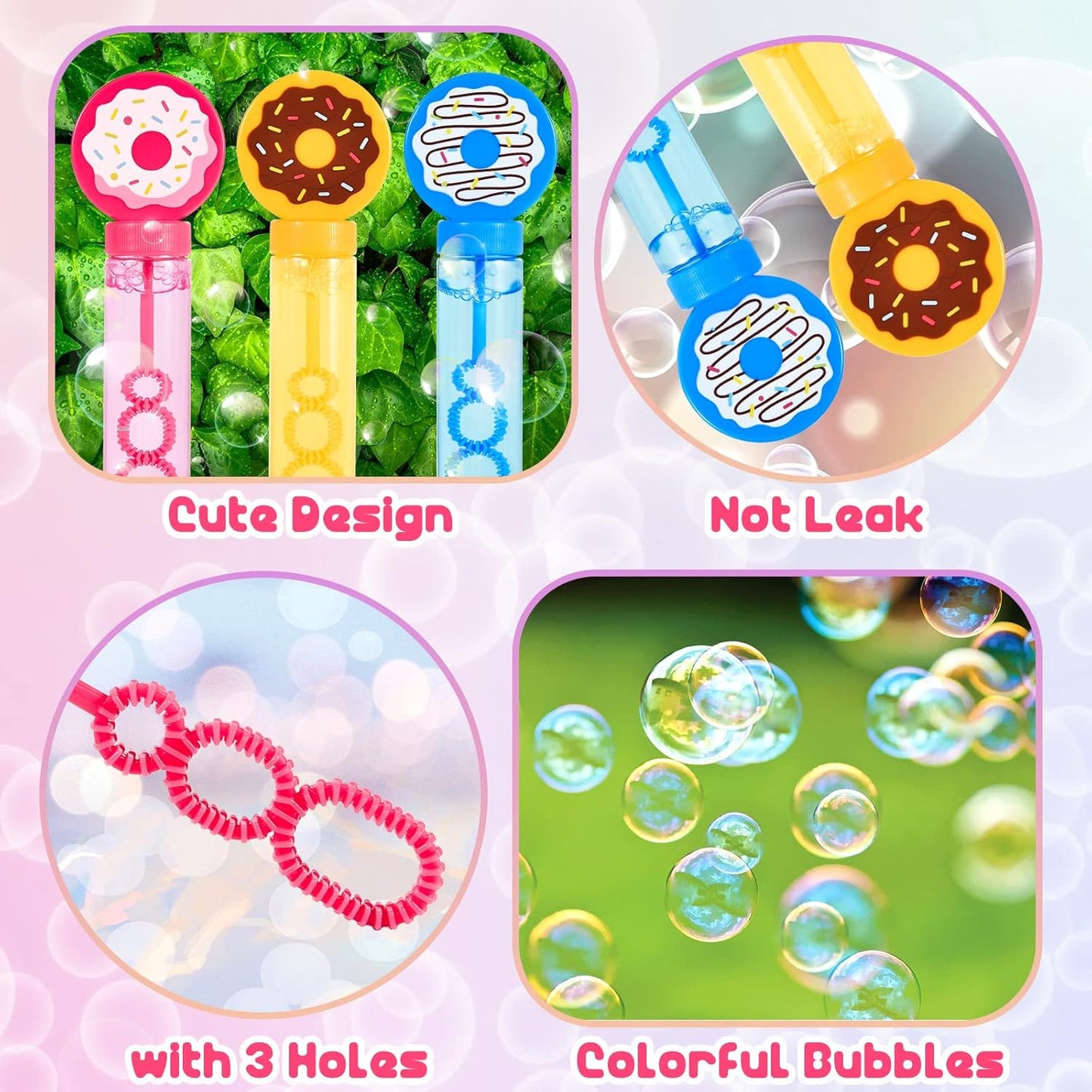 🍩🫧Recuerdos “Donut Bubble” – Set de 24 Varitas de burbujas