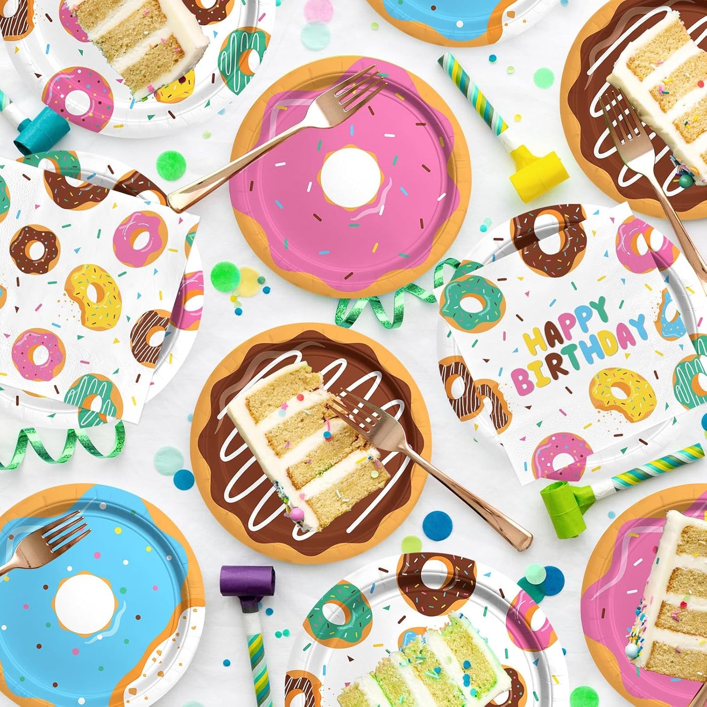 Set “Donut Party” Desechable para 16 Personas 🍩🍽️