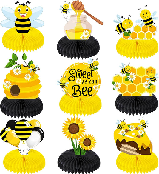 🐝 Centros de Mesa “Bee Party” – Set de 9 Piezas