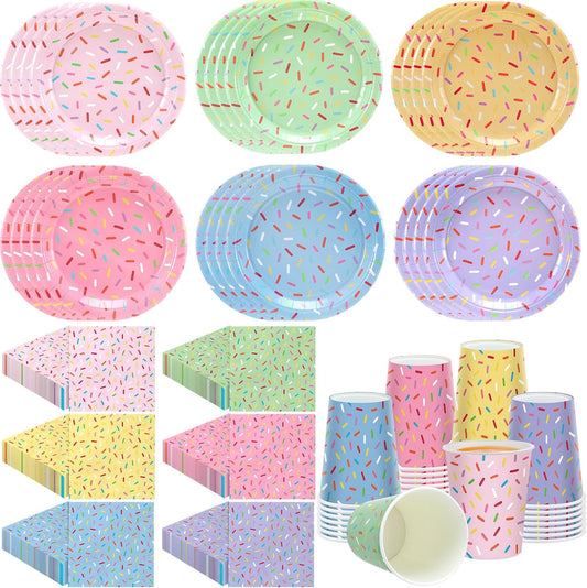 🍩 Kit Vajilla Desechable "Confetti Pop" (108 piezas)