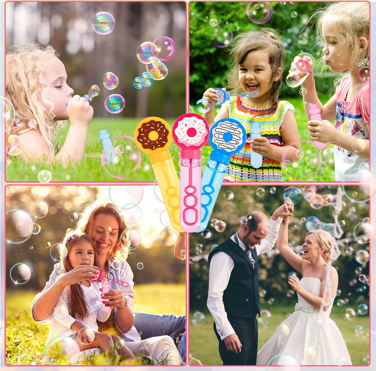 🍩🫧Recuerdos “Donut Bubble” – Set de 24 Varitas de burbujas