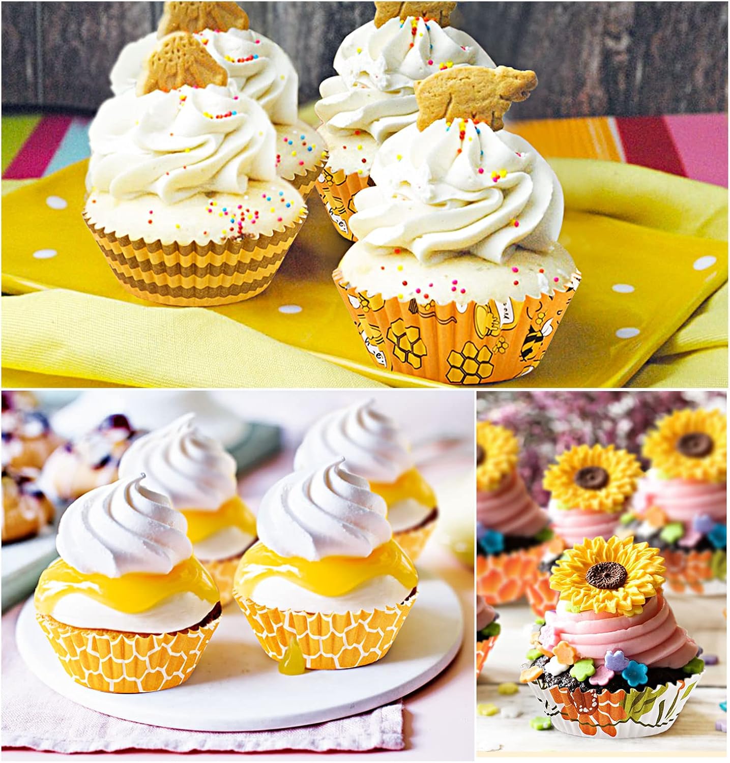 Set de 450 envolturas para cupcakes “Bee Party” 🐝🧁✨