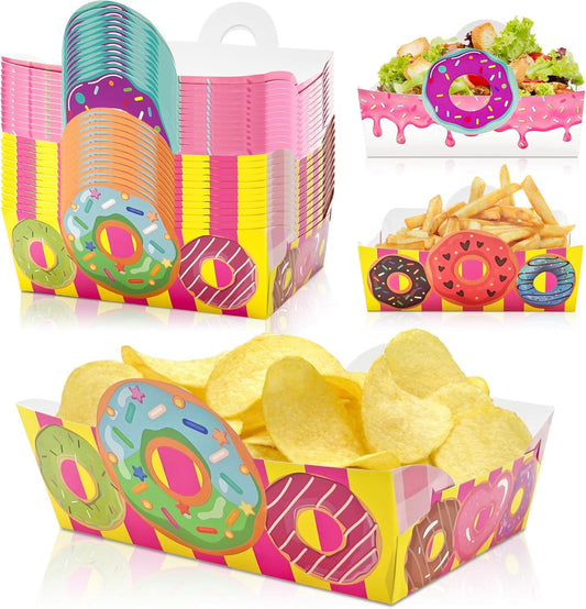 🍩 Set de 24 Bandejas de Papel "Donut Party"