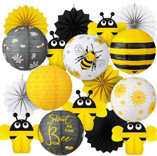 Kit “Bee Party Glow” – Set de 18 Decoraciones Colgantes