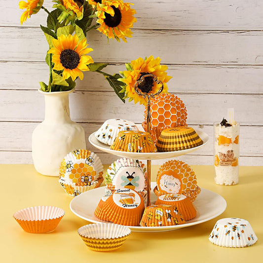 Set de 450 envolturas para cupcakes “Bee Party” 🐝🧁✨