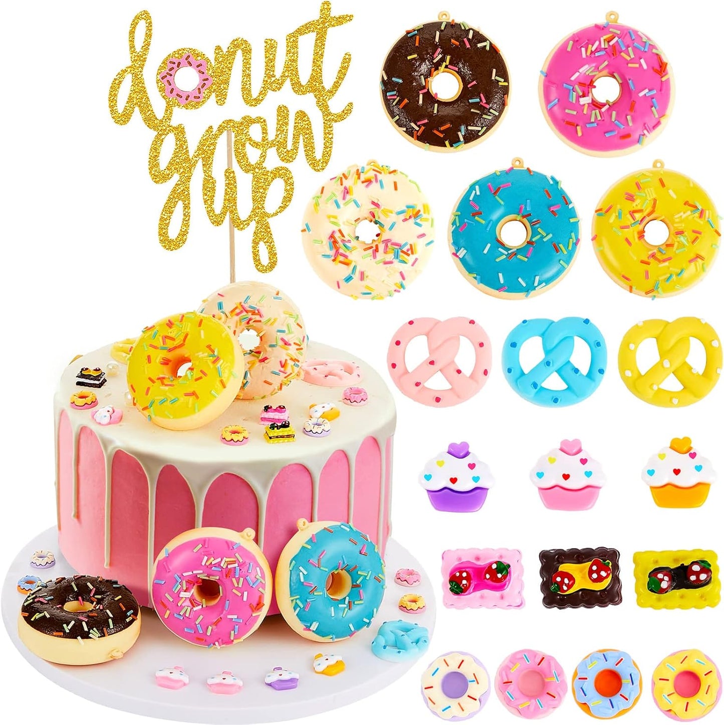 🍩🎂 Decoración “Donut Cake Magic” – Set de 33 piezas