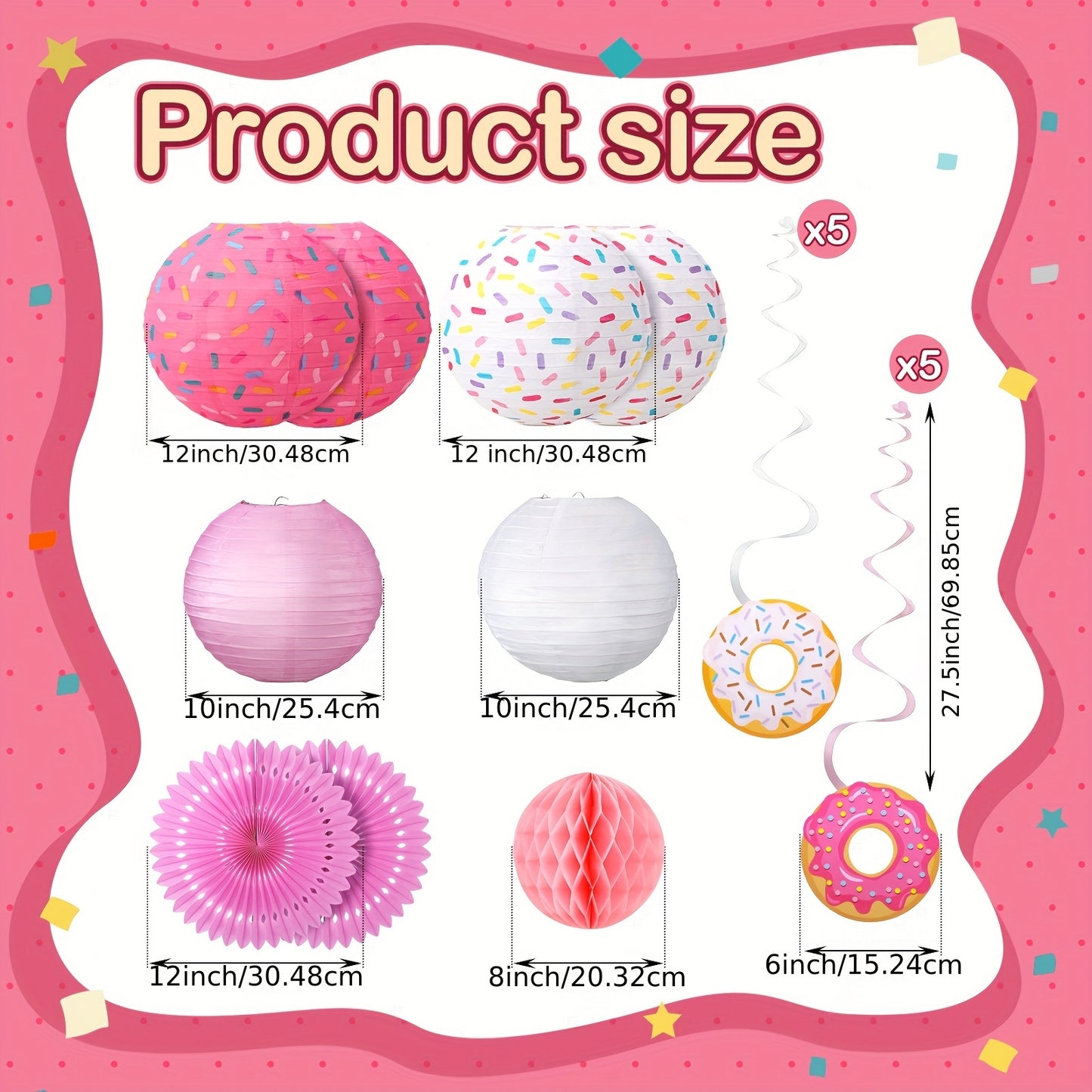 Set de 19 Faroles Colgantes “Donut Ice Cream Glow”