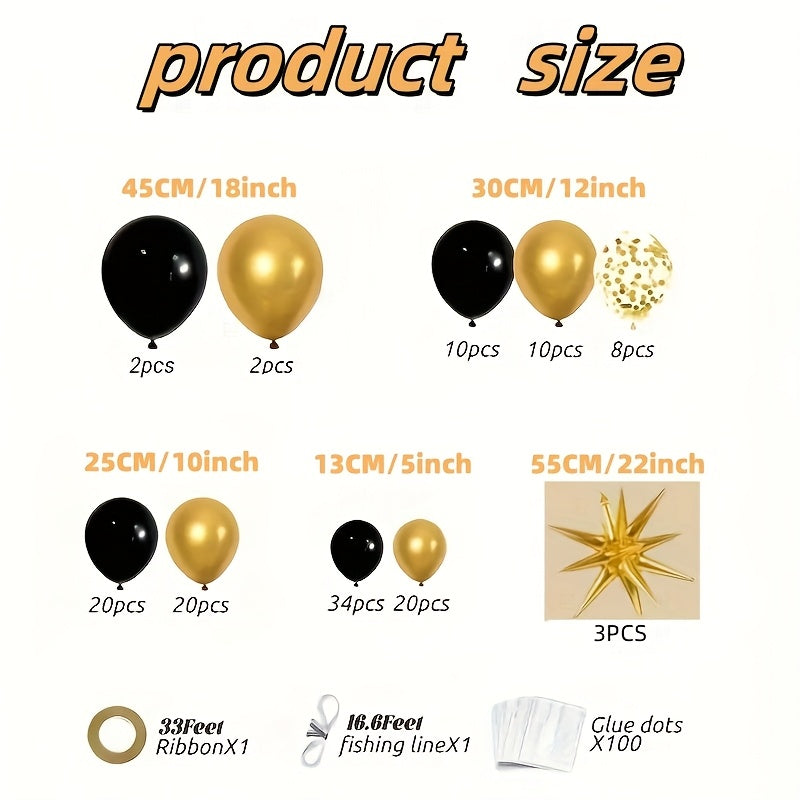 Kit de Globos Elegancia Dorada (132 piezas) 💛🖤✨