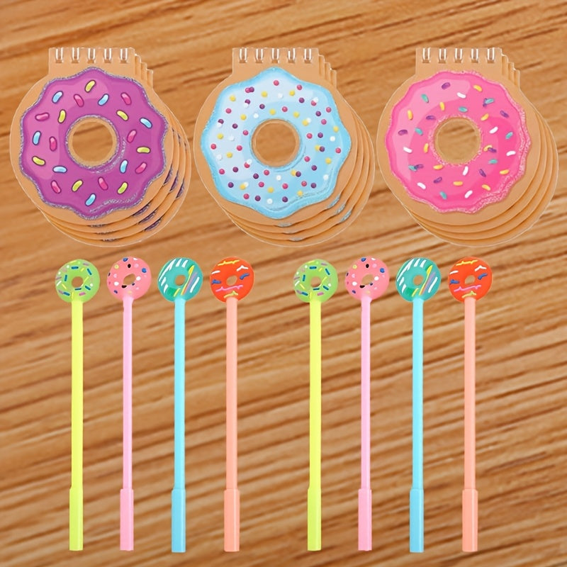 🍩 Set 12 Mini Libretas + 8 Lapiceros Temáticos