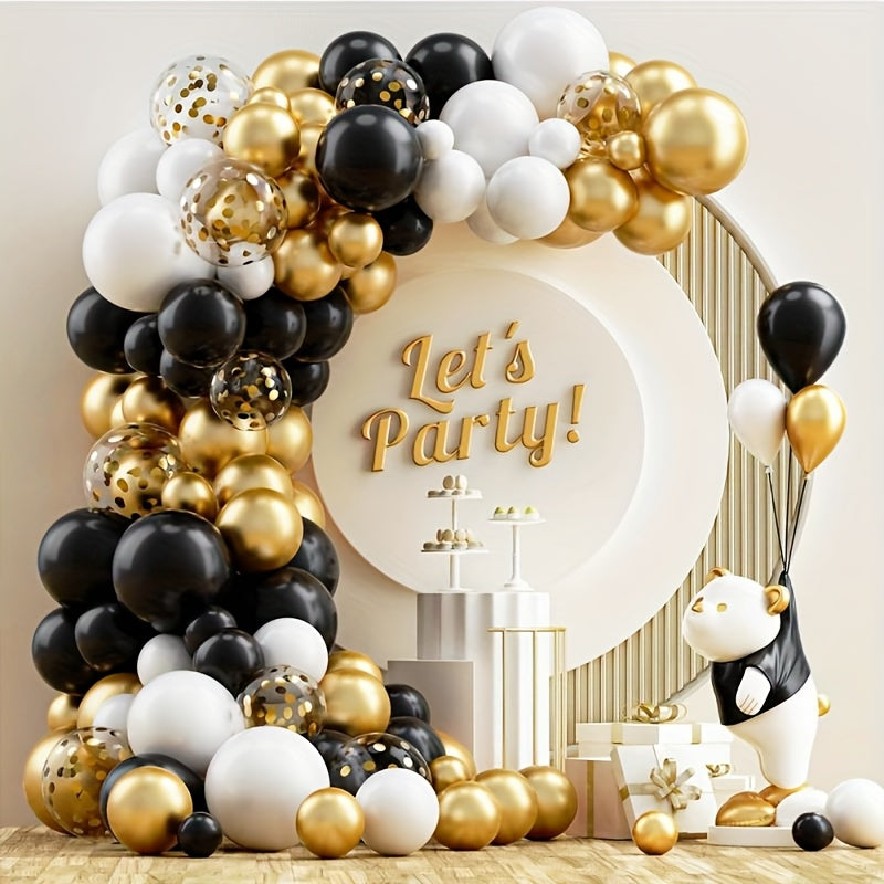 Kit de Globos Elegancia Dorada (132 piezas) 💛🖤✨
