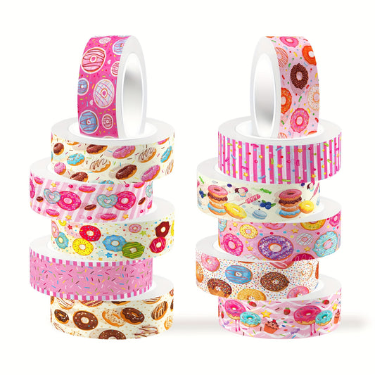 Washi Tape “Donut Delight” – Set de 12 Rollos 🍩