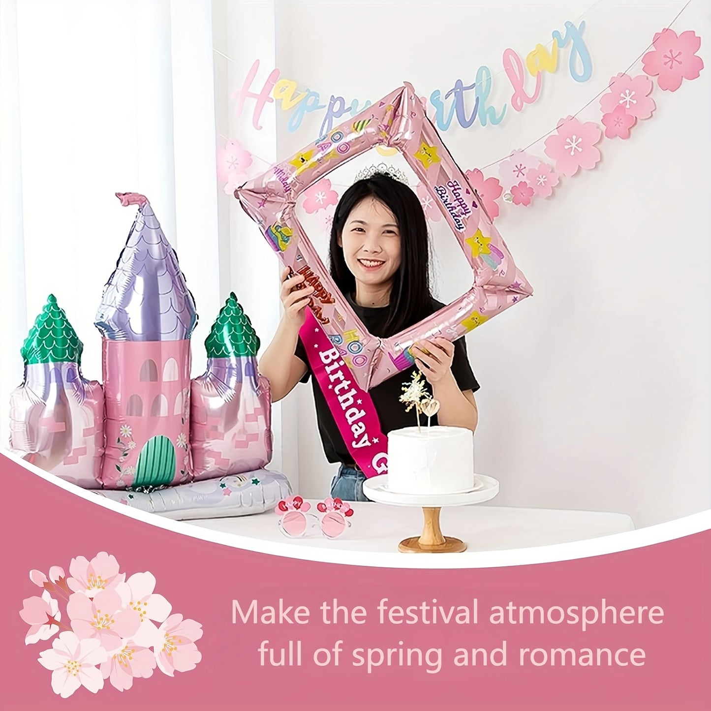 🌸 Guirnalda Reutilizable Sakura – Rosa/ Blanco