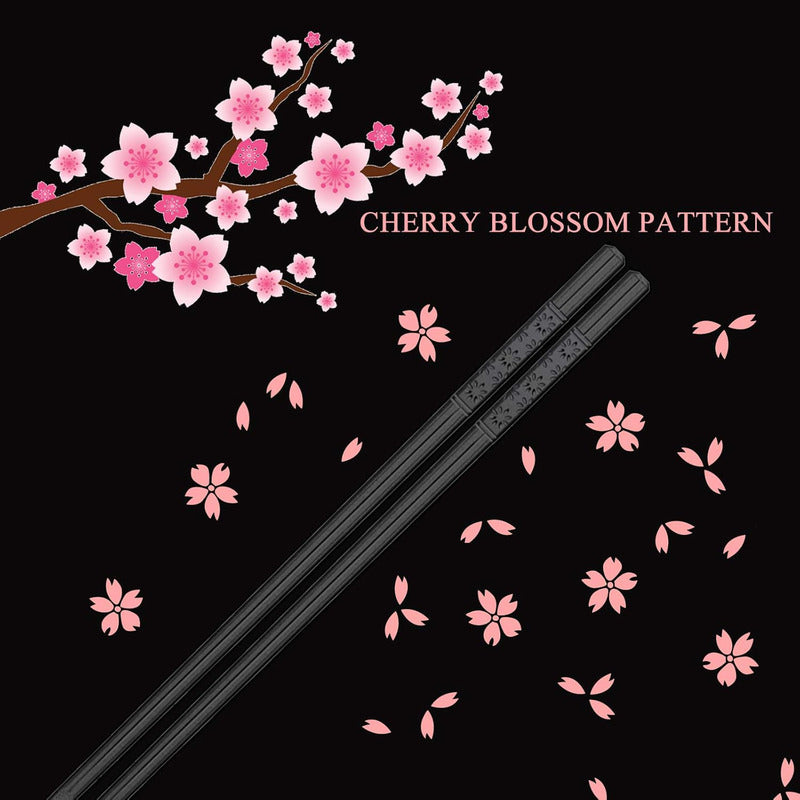 Set de Palillos Japoneses Sakura Black (x5 pares de palillos) 🍣🌸