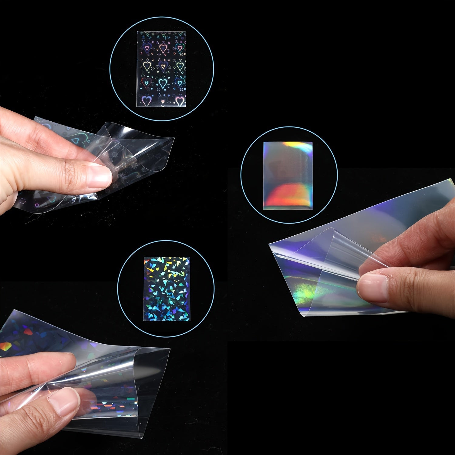 Fundas holográficas para photocards Kpop y trading cards, pack de 20,50 unidades, 61x88mm, disponibles en SakuPop RD.