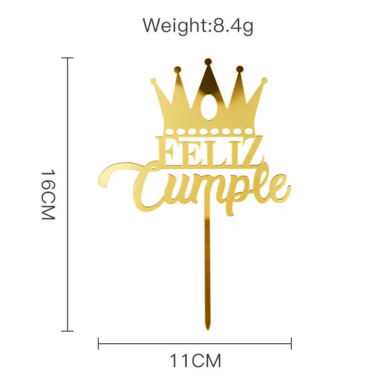Topper "Feliz Cumpleaños" en Acrílico 🎂✨