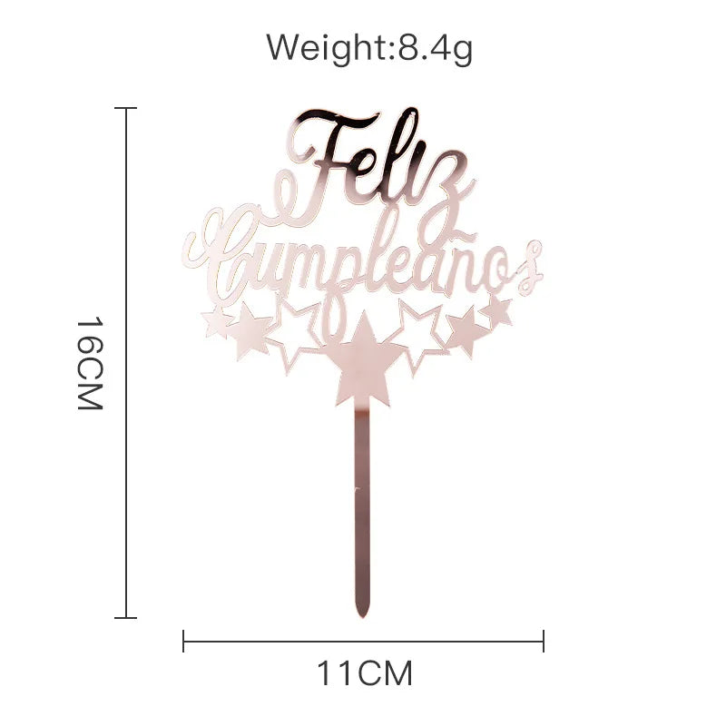 Topper "Feliz Cumpleaños" en Acrílico 🎂✨
