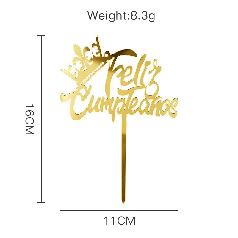 Topper "Feliz Cumpleaños" en Acrílico 🎂✨