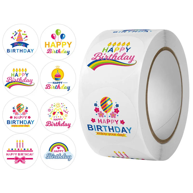 Stickers coloridos "Happy Birthday"