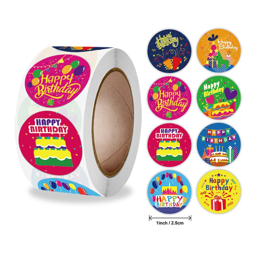 Stickers coloridos "Happy Birthday"