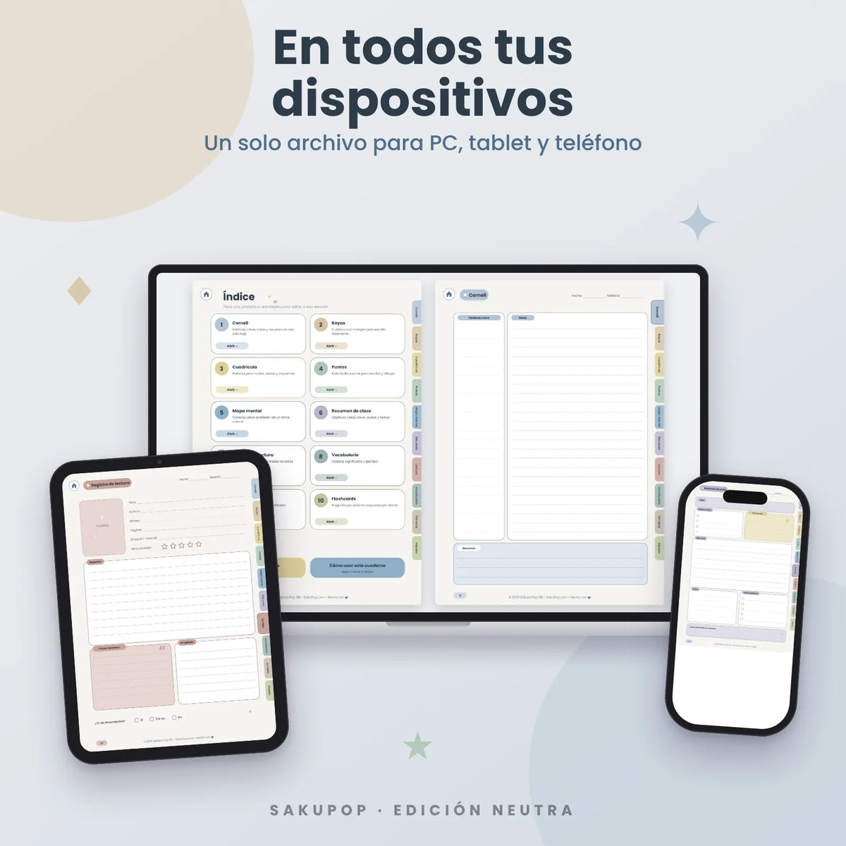 Apuntes digitales con pestañas | Cuaderno digital PDF