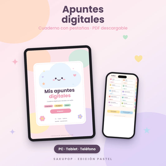 Apuntes digitales con pestañas | Cuaderno digital PDF