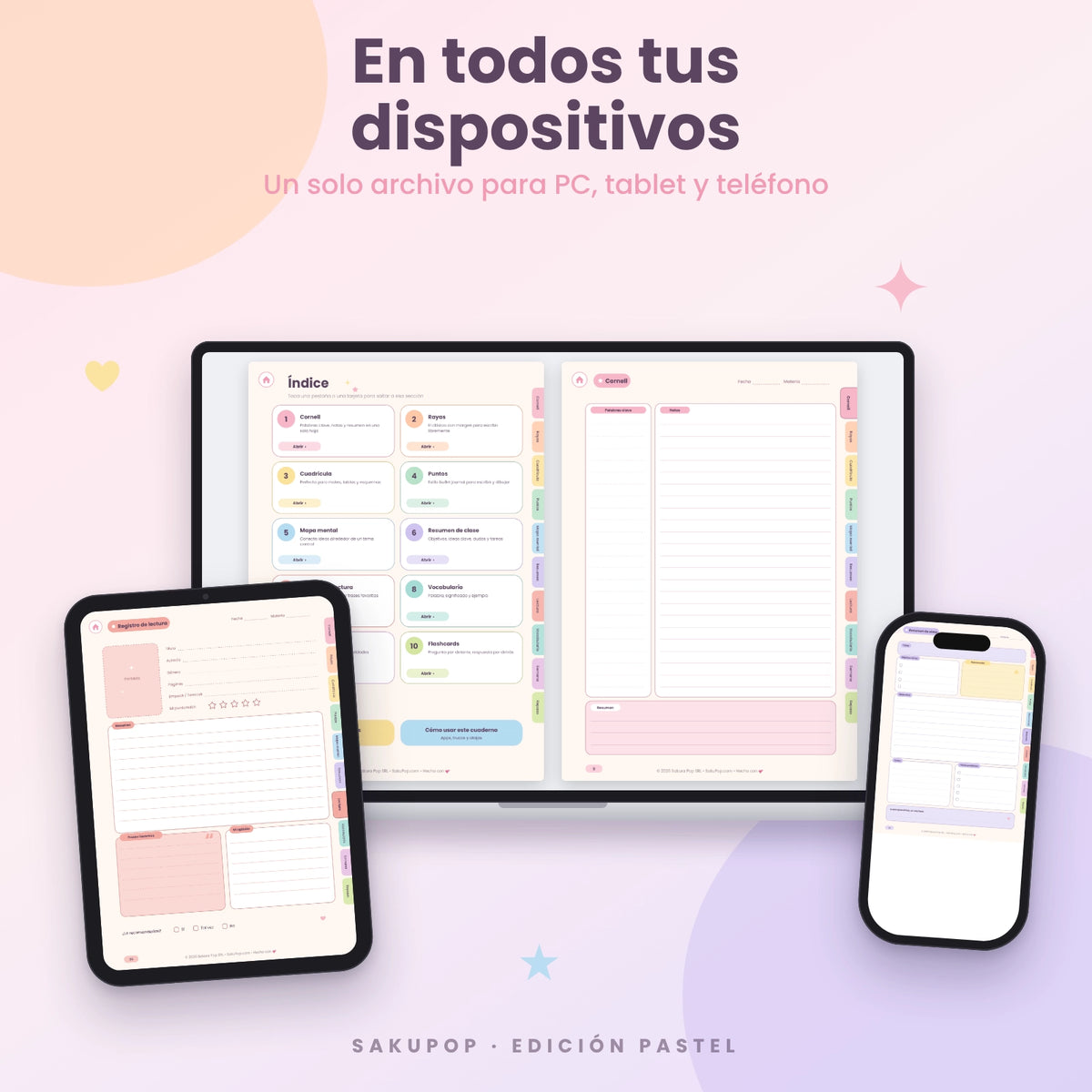 Apuntes digitales con pestañas | Cuaderno digital PDF
