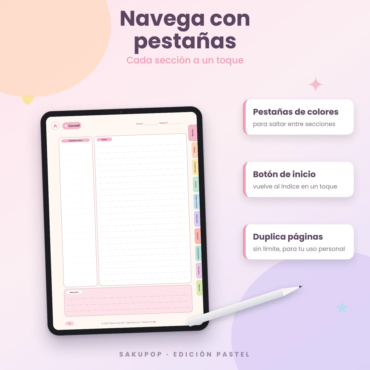 Apuntes digitales con pestañas | Cuaderno digital PDF