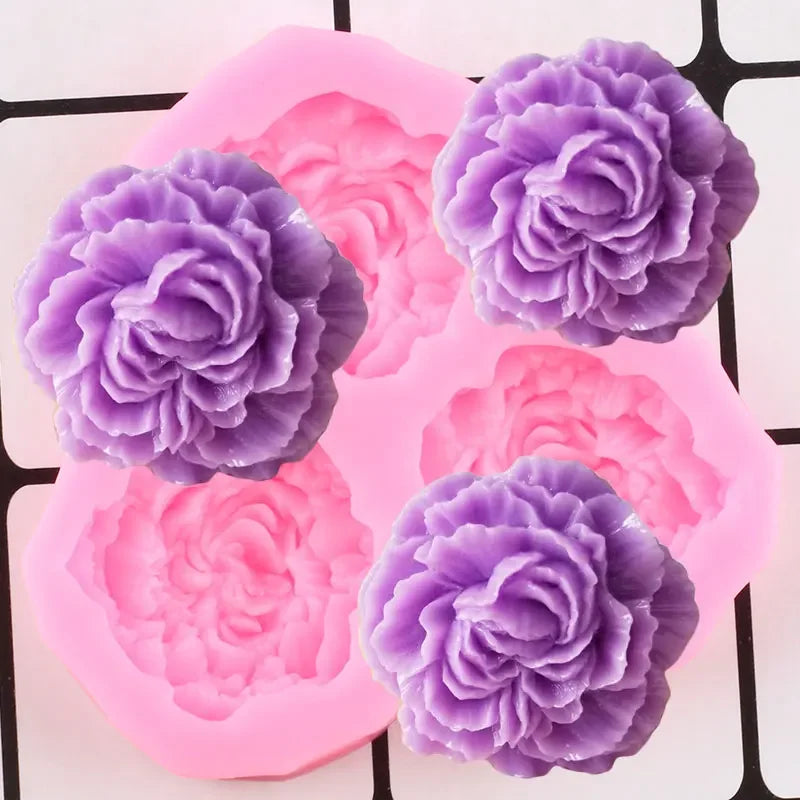 Molde de silicona flor peonía para cupcakes, chocolates, jabones y velas DIY.