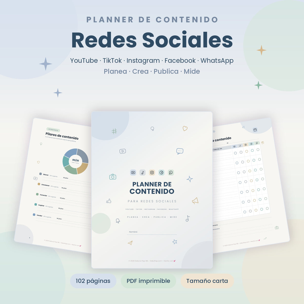Planner de Contenido para Redes Sociales A4 | Organiza, Crea y Vende Más