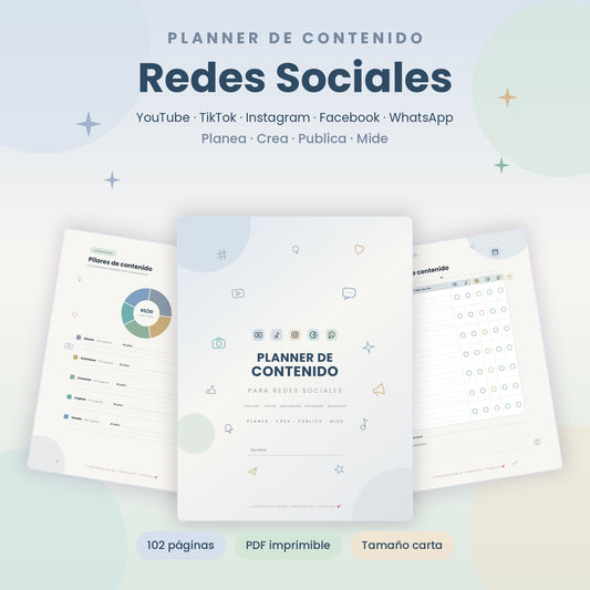 Planner de Contenido para Redes Sociales A4 | Organiza, Crea y Vende Más