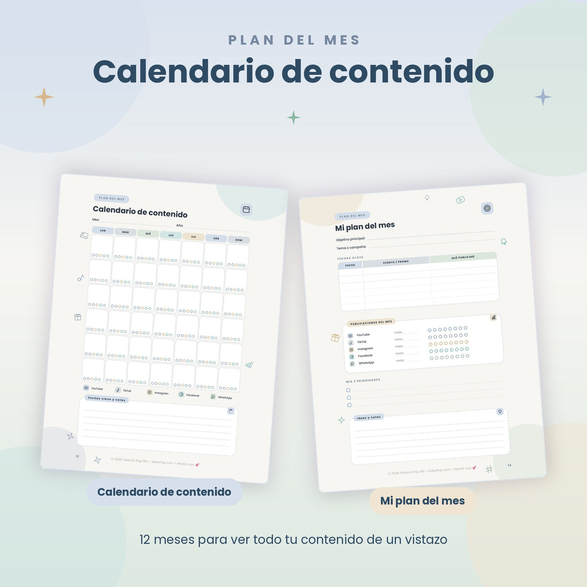 Planner de Contenido para Redes Sociales A4 | Organiza, Crea y Vende Más