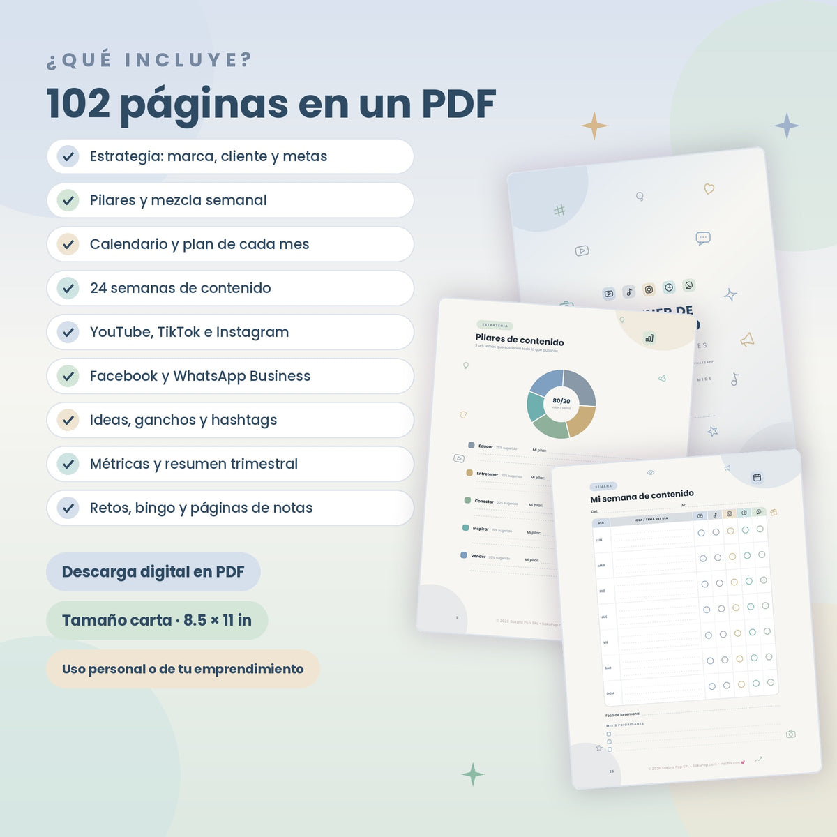 Planner de Contenido para Redes Sociales A4 | Organiza, Crea y Vende Más