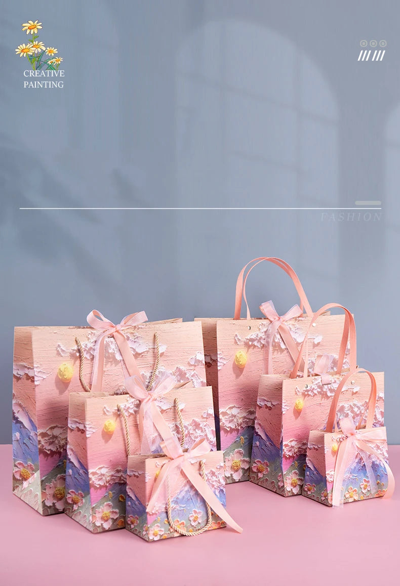 Bolsa de Regalo con Diseño Floral de Pintura al Óleo 🎨💐