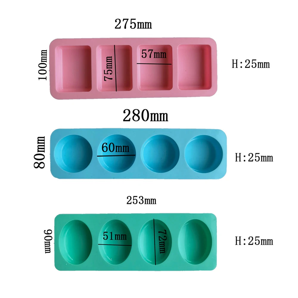 Molde de silicona 4 cavidades ovalado | Aura Natural