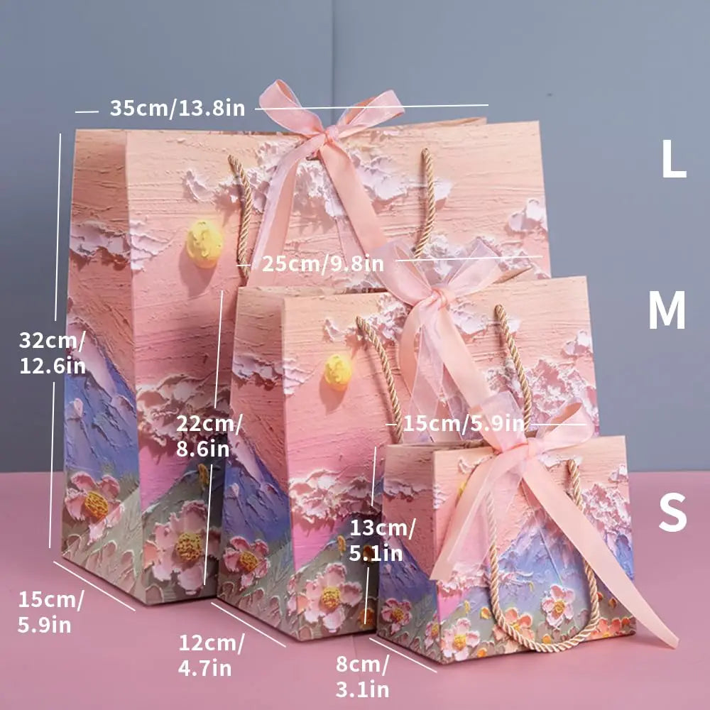 Bolsa de Regalo con Diseño Floral de Pintura al Óleo 🎨💐