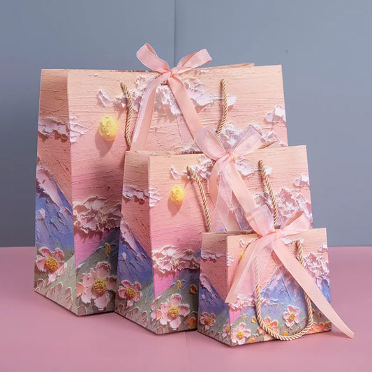 Bolsa de Regalo con Diseño Floral de Pintura al Óleo 🎨💐