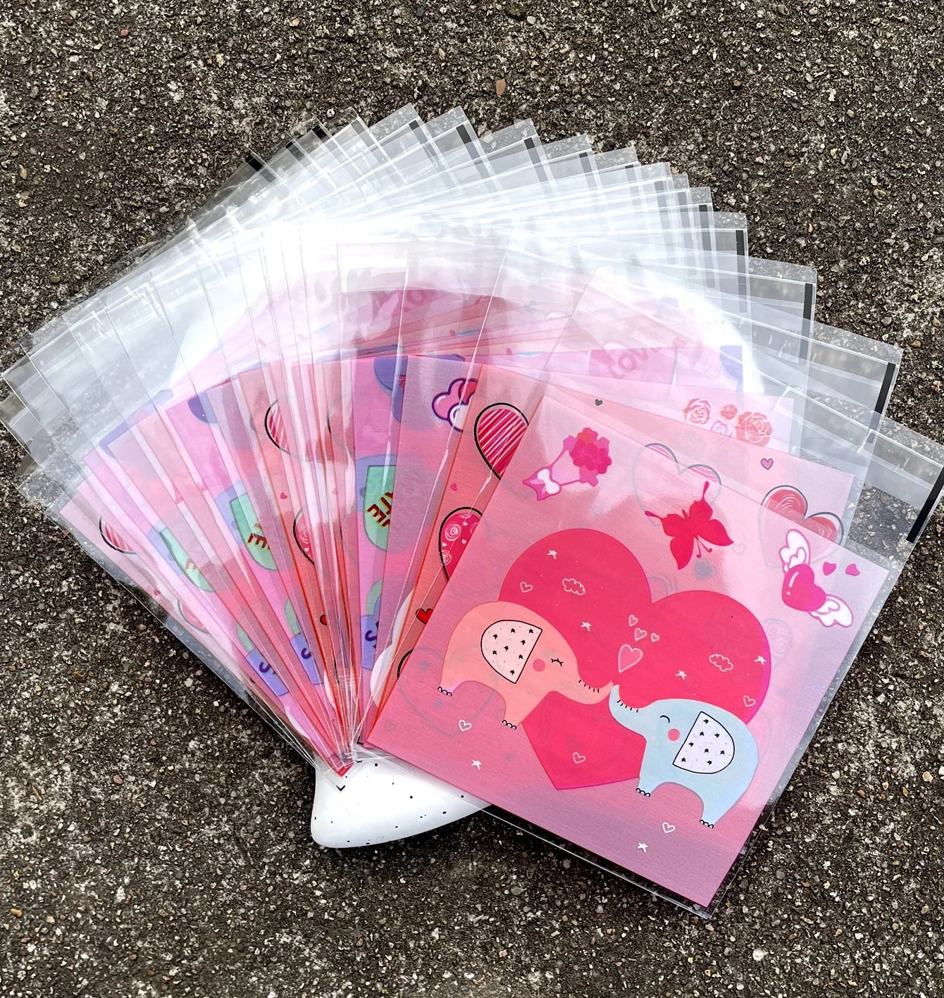 100Pcs Bolsas Autoadhesivas con Estampado de Corazones  💕🎁