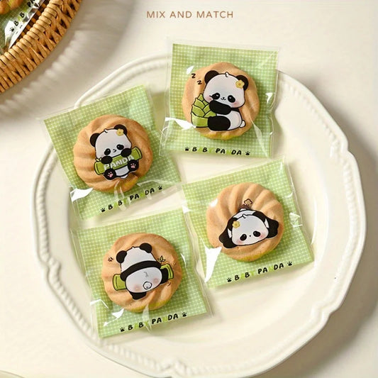 100Pcs Bolsas Autoadhesivas con Diseño de Panda  🐼🍪