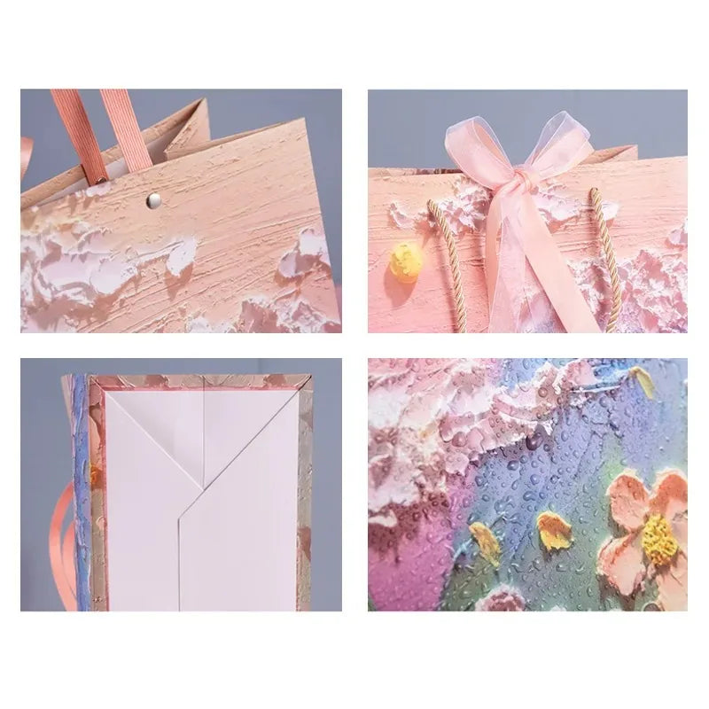 Bolsa de Regalo con Diseño Floral de Pintura al Óleo 🎨💐