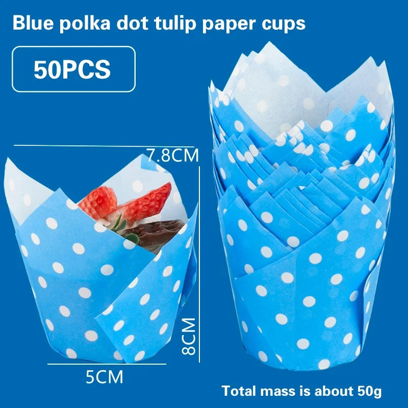 Set 50 Moldes papel Tulipán para Cupcakes 🧁🌷